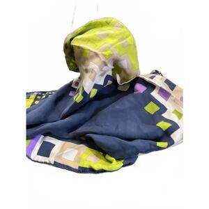 Vintage Christian Dior Colorful Geometric Pattern Silk Scarf